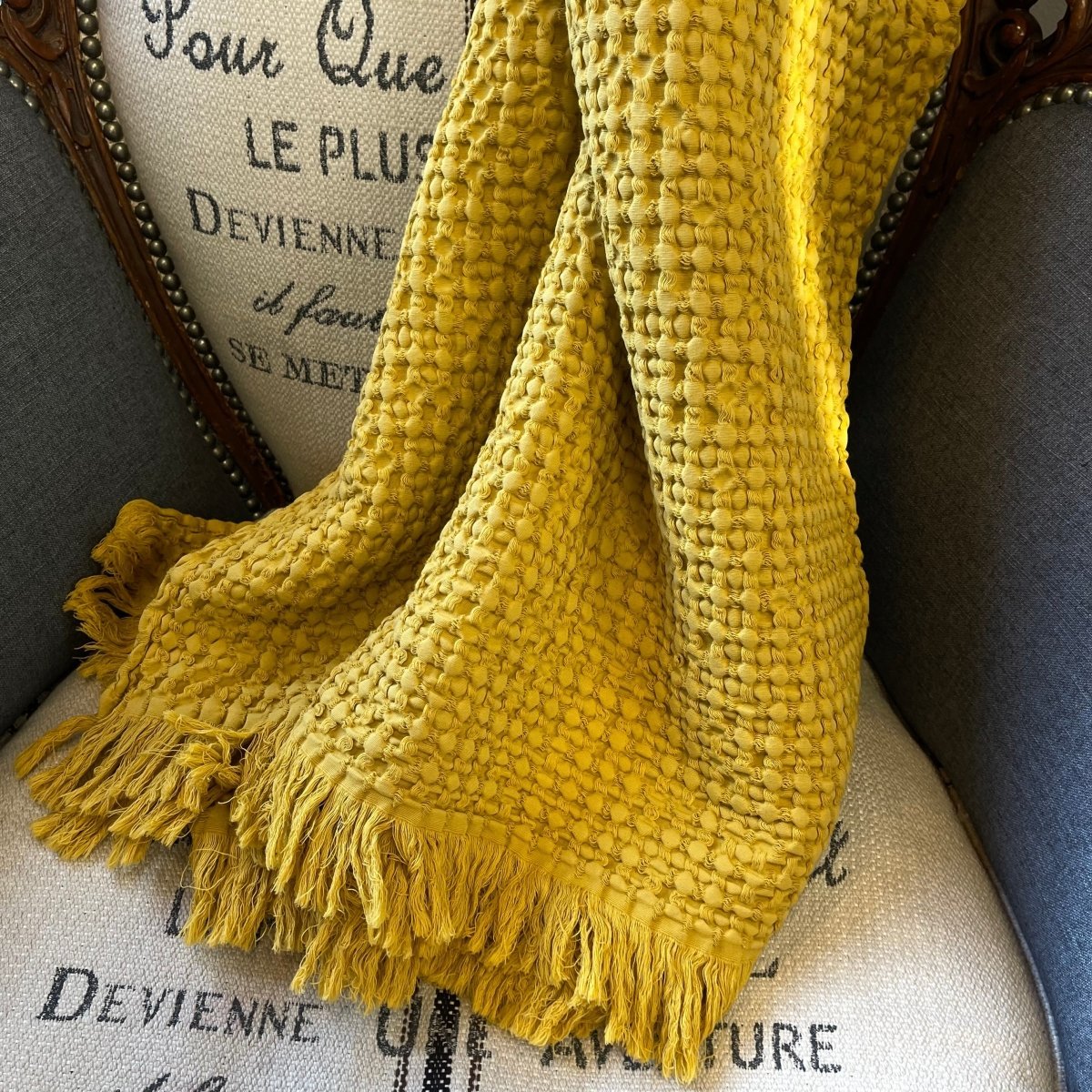 jao-blankets-waffle-cotton-throw-baumwolldecke-saffron-waffel image 2