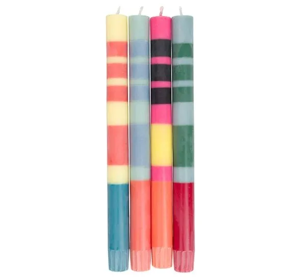 jao-striped-candles-stabkerzen-gr-n-gelb-handgegossen image 1