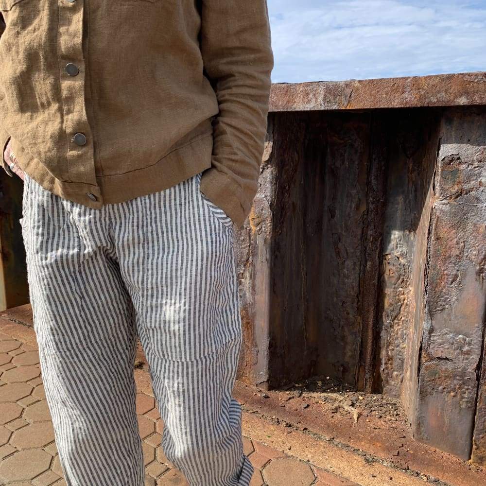 jao-brand-linen-worker-pant-leinenhose-gestreift-sommer image 1