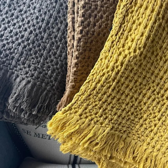 jao-blankets-waffle-cotton-throw-baumwolldecke-saffron-waffel image 1